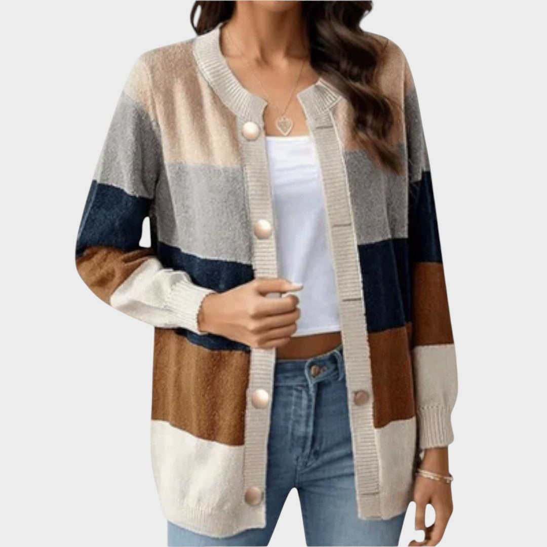 Lang Vest "Luise" – Knopen & Blokstrepen