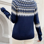 Trui "Ella" – Geometrisch Blauw