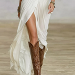 Robe Longue "Greta" – Col Châle & Ceinture