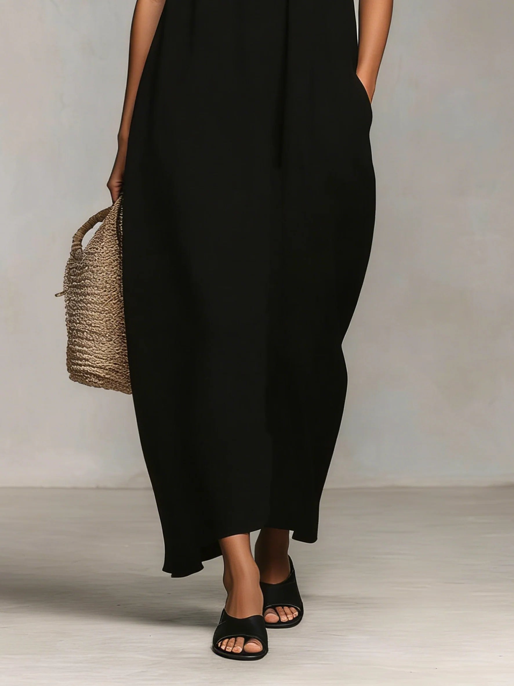 Robe Longue "Marie" – Colorblock à Fines Bretelles