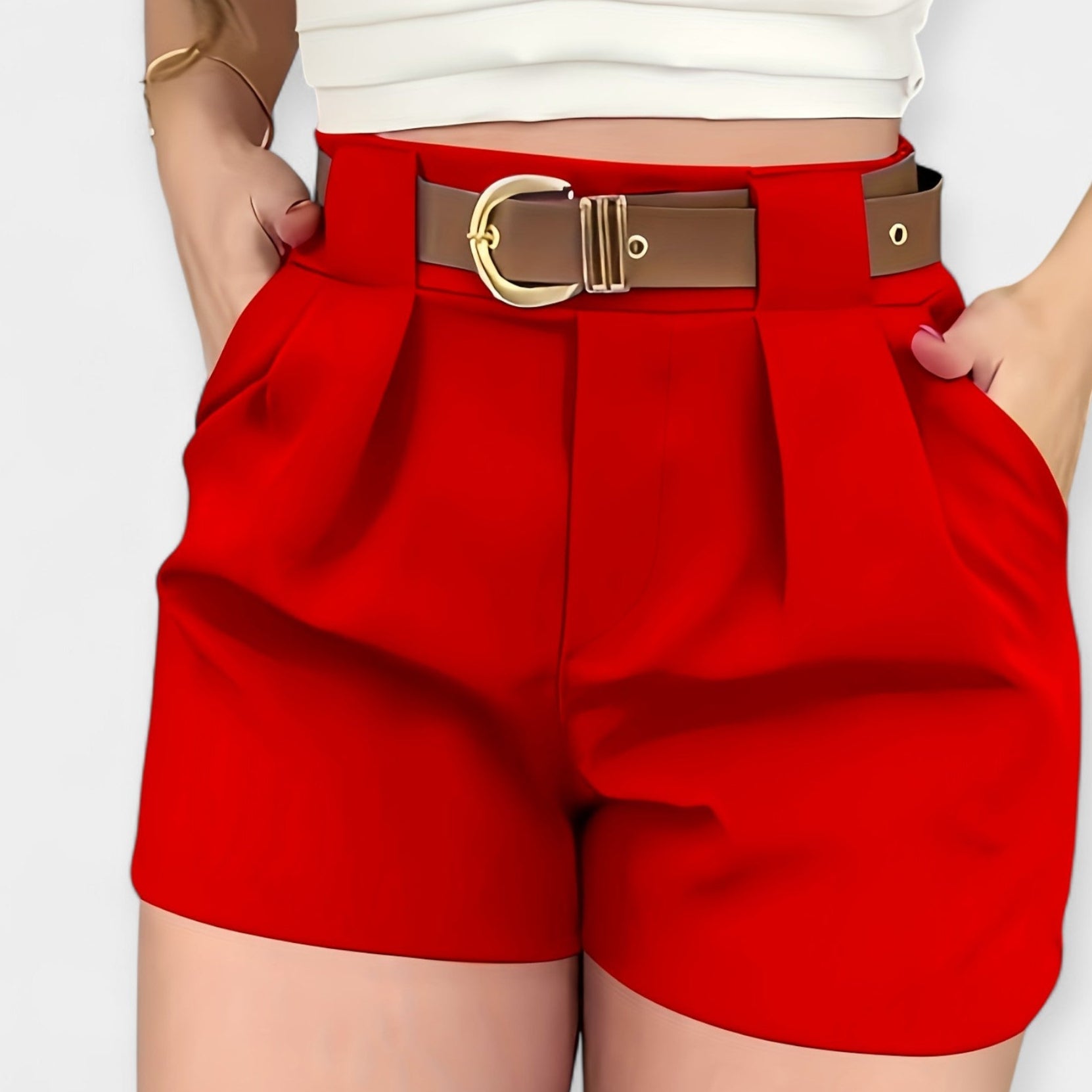 Short à plis taille haute