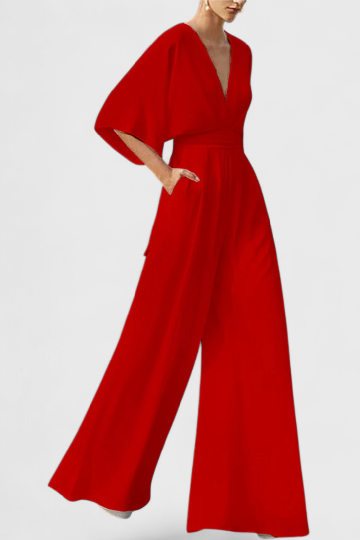 Lange Jumpsuit "Liesl" – V-hals & Capemouwen