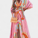 Maxikleed "Ida" – Regenboogprint met V-Hals