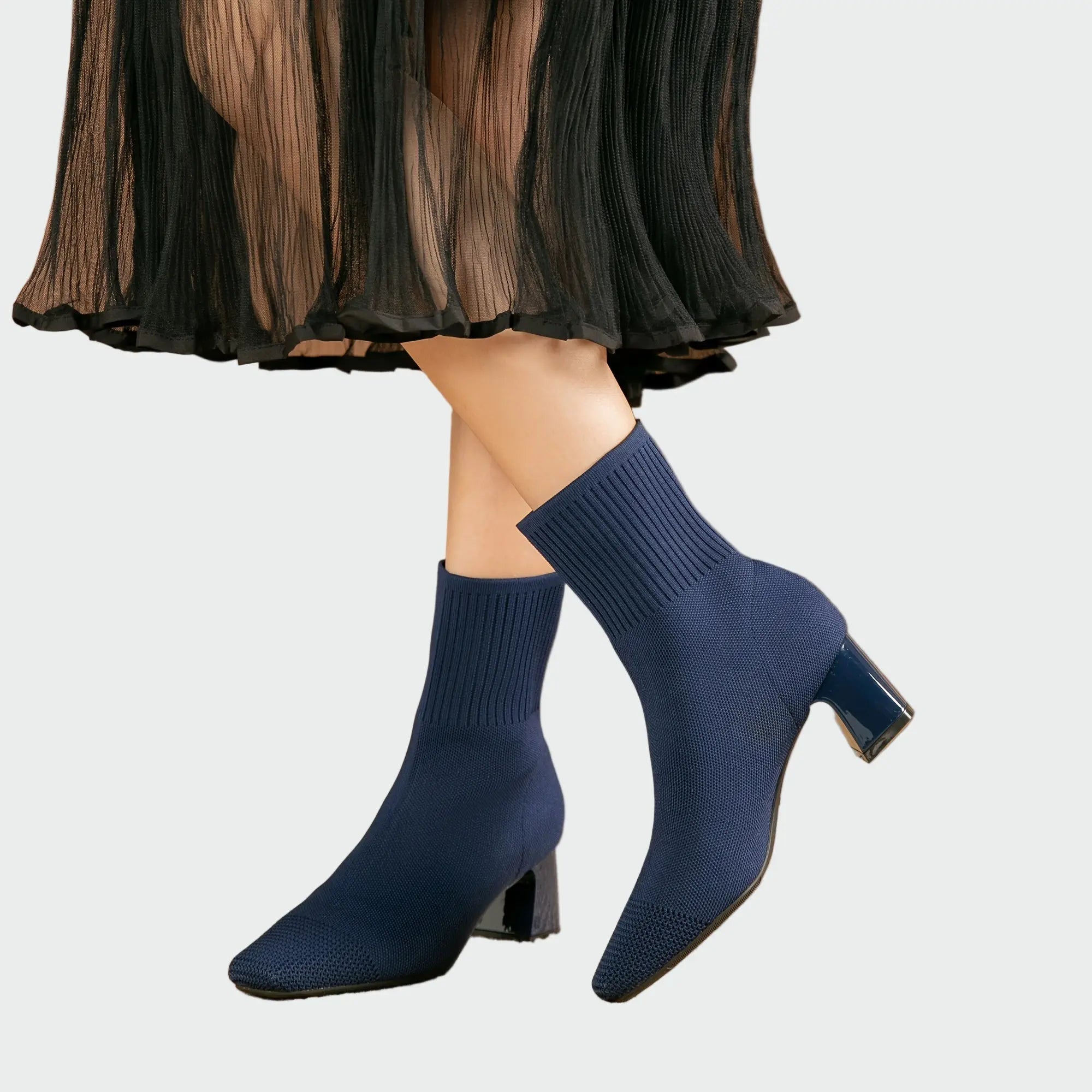 Pumps – Stretchstof met Blokhak