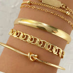 Set de bracelets – 4 chaînes métalliques dorées