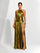 Robe longue "Monika" – Or olive & bordeaux
