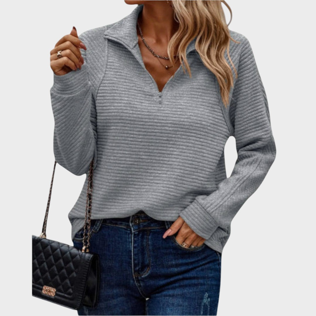 Pull "Svenja" – Maille Côtelée Zippée