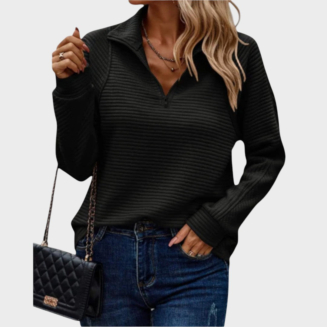 Pull "Svenja" – Maille Côtelée Zippée