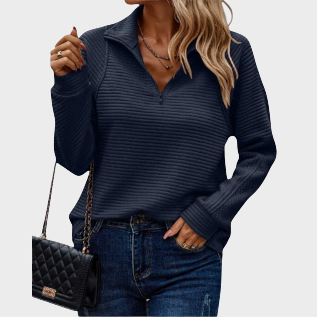 Pull "Svenja" – Maille Côtelée Zippée