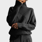 Pull "Greta" – Col Montant à Texture Rayée
