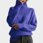 Pull "Greta" – Col Montant à Texture Rayée
