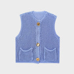 Gilet en Maille – Style Anglais à Boutons Dorés
