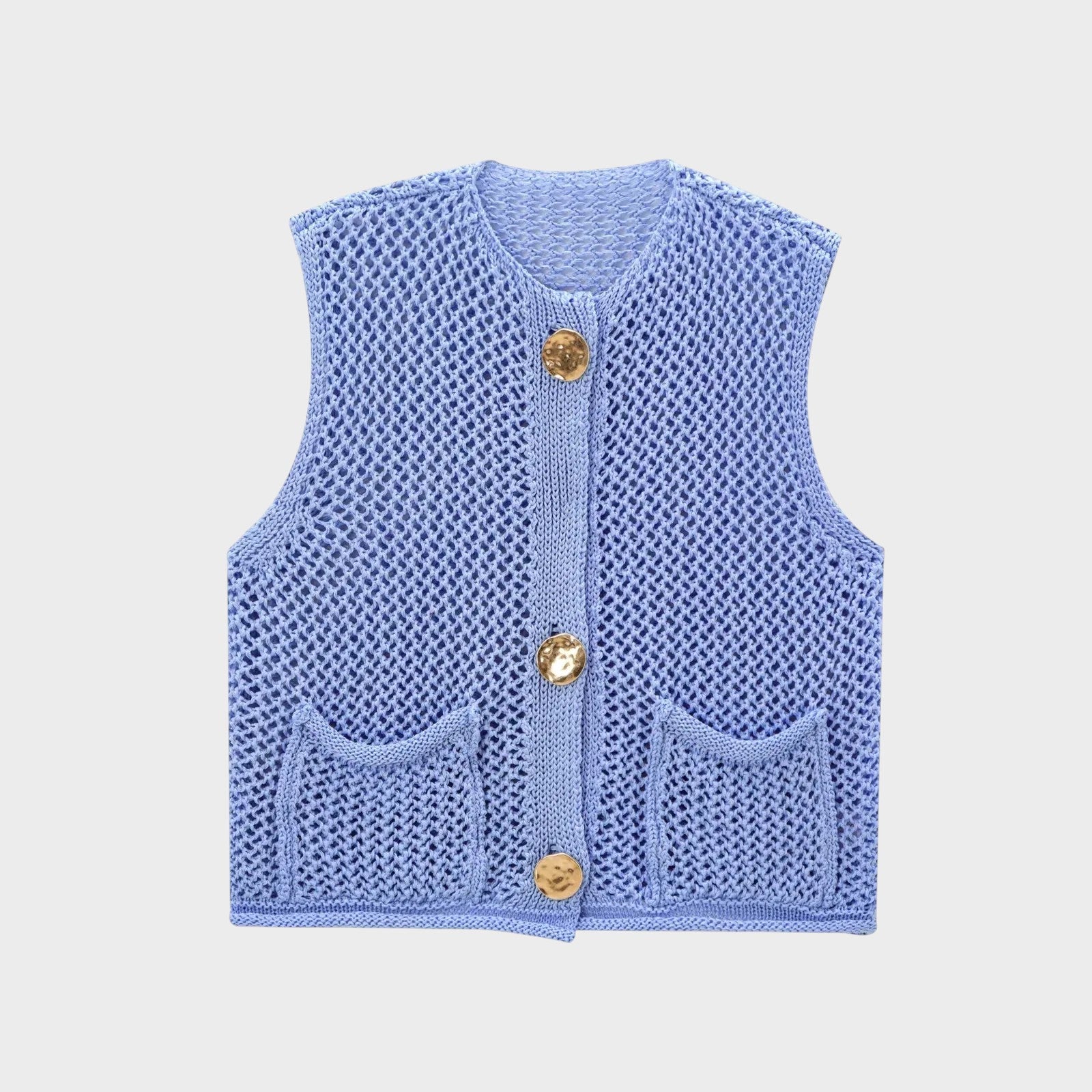 Gilet en Maille – Style Anglais à Boutons Dorés