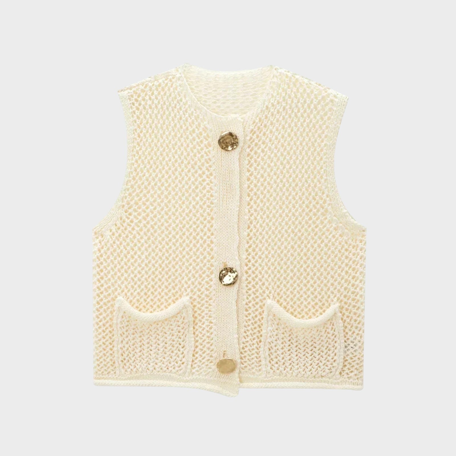 Gilet en Maille – Style Anglais à Boutons Dorés