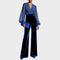 Fluwelen Jumpsuit "Erika" – Blauw met V-hals