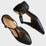 Chaussures en cuir "Maja" – Bride en T tressée