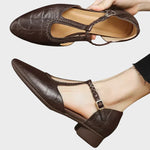 Chaussures en cuir "Maja" – Bride en T tressée