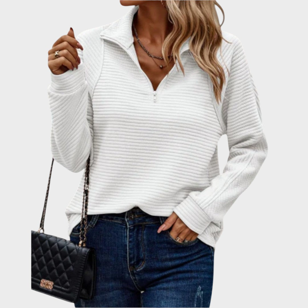 Pull "Svenja" – Maille Côtelée Zippée