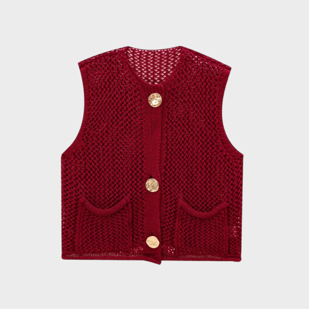 Gilet en Maille – Style Anglais à Boutons Dorés