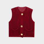 Gilet en Maille – Style Anglais à Boutons Dorés