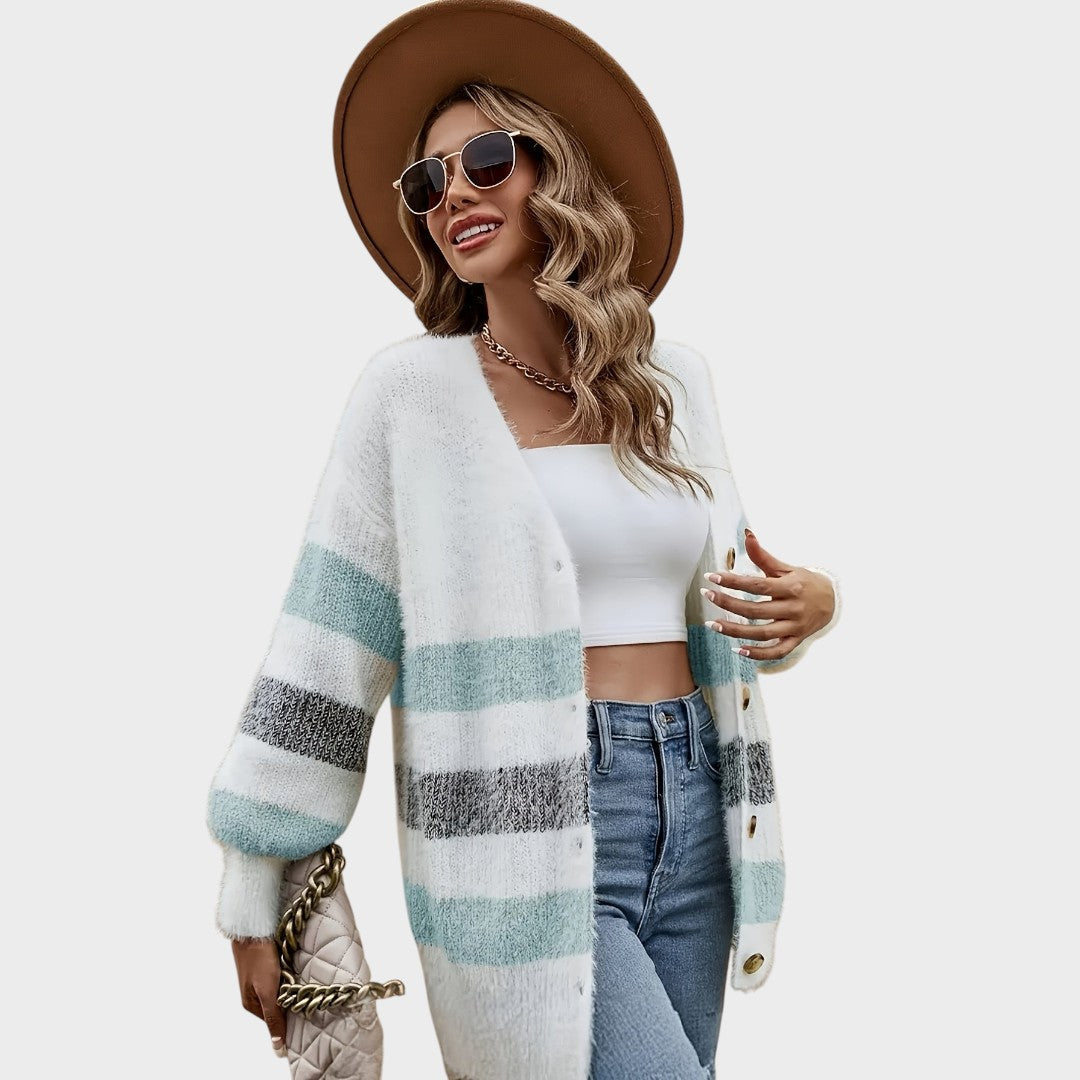 Cardigan "Sabine" – Long et Rayé