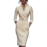 Robe "Antonia" – Col Montant & Ceinture