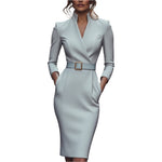 Robe "Antonia" – Col Montant & Ceinture