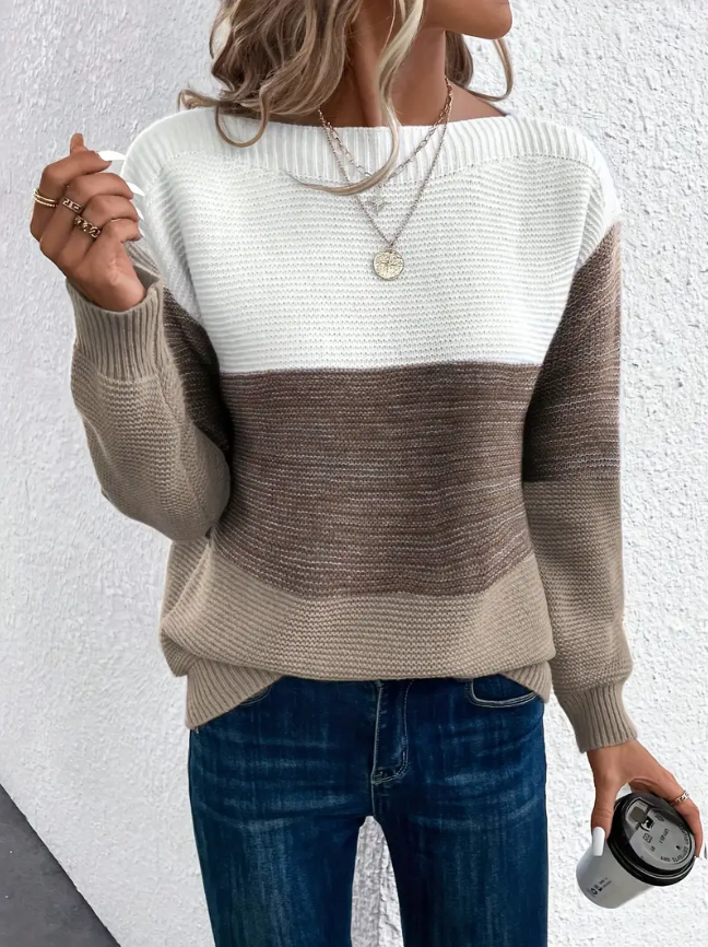 Pull "Sophie" – Manches Longues & Épaules Tombantes