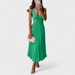 Robe midi "Eva" – Plissée à col V