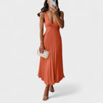 Robe midi "Eva" – Plissée à col V