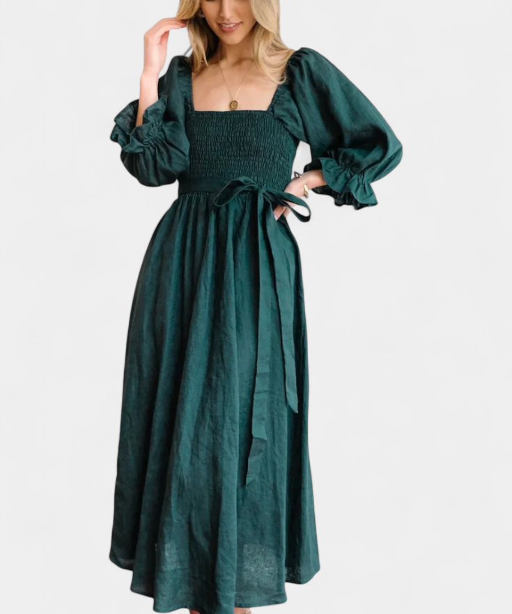 Robe "Petra" – Deux Volants & Manches Bouffantes