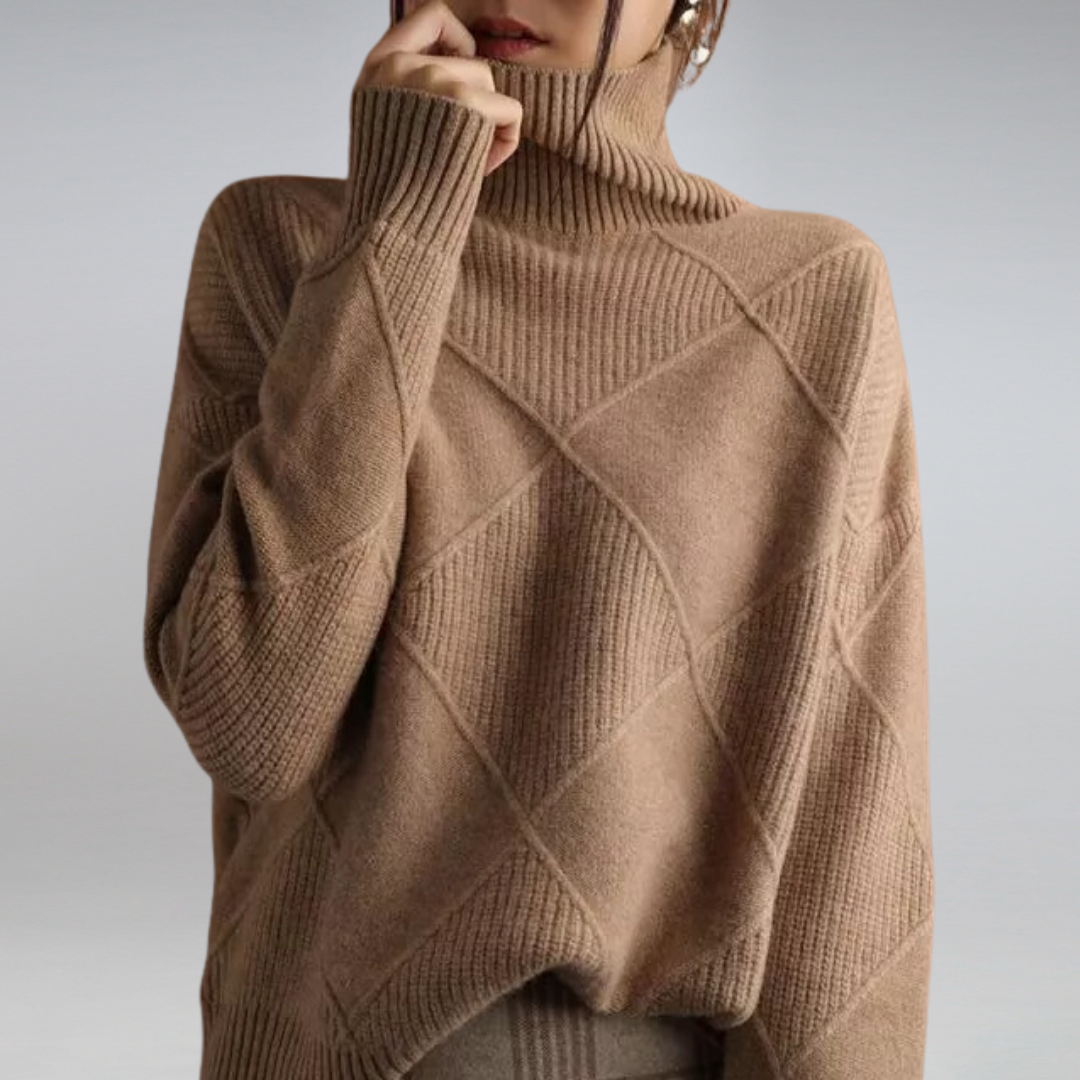 Trui "Angelika" – Oversized met Hoge Kraag