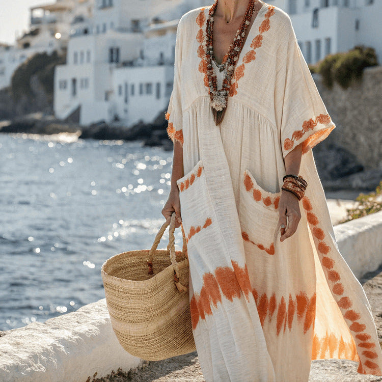 Robe Caftan "Vera" – Ocre de Naxos