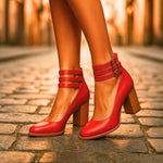 Hakschoenen "Sofia" – Blokhak & Drie Bandjes