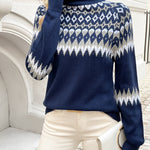 Trui "Ella" – Geometrisch Blauw