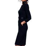 Robe "Antonia" – Col Montant & Ceinture