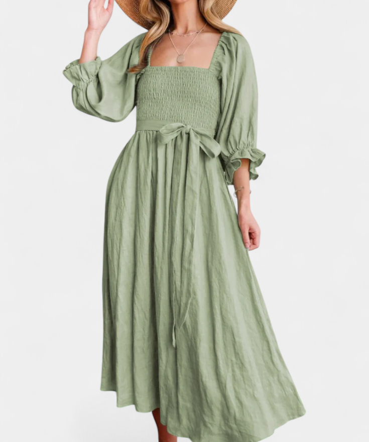 Robe "Petra" – Deux Volants & Manches Bouffantes