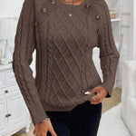 Gebreide Trui "Leonie" – Kabelmotief & Knopen