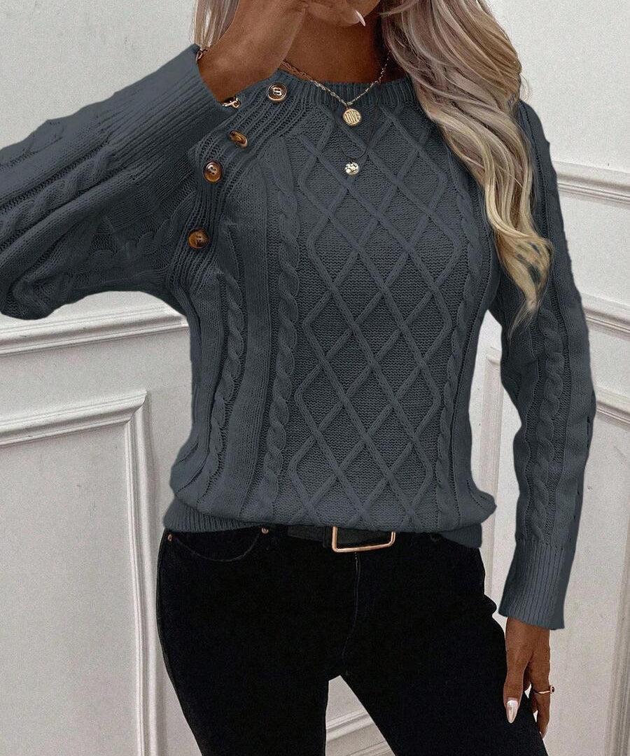 Pull en tricot "Leonie" – Torsades et boutons