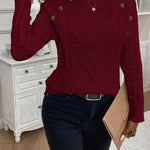 Gebreide Trui "Leonie" – Kabelmotief & Knopen