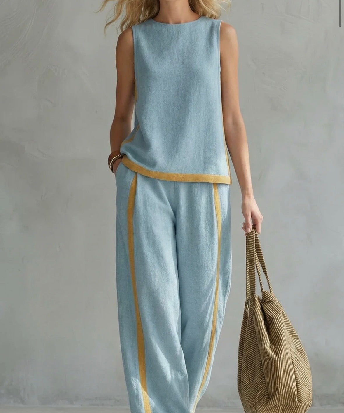 Tweedelige Set "Silke" – Gilet & Broek in Katoen-Linnen