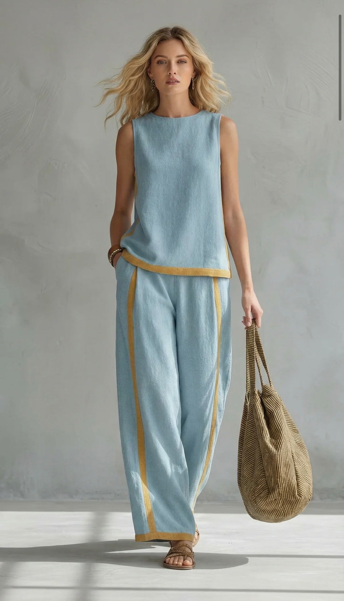 Ensemble Deux Pièces "Silke" – Gilet & Pantalon Coton-Lin