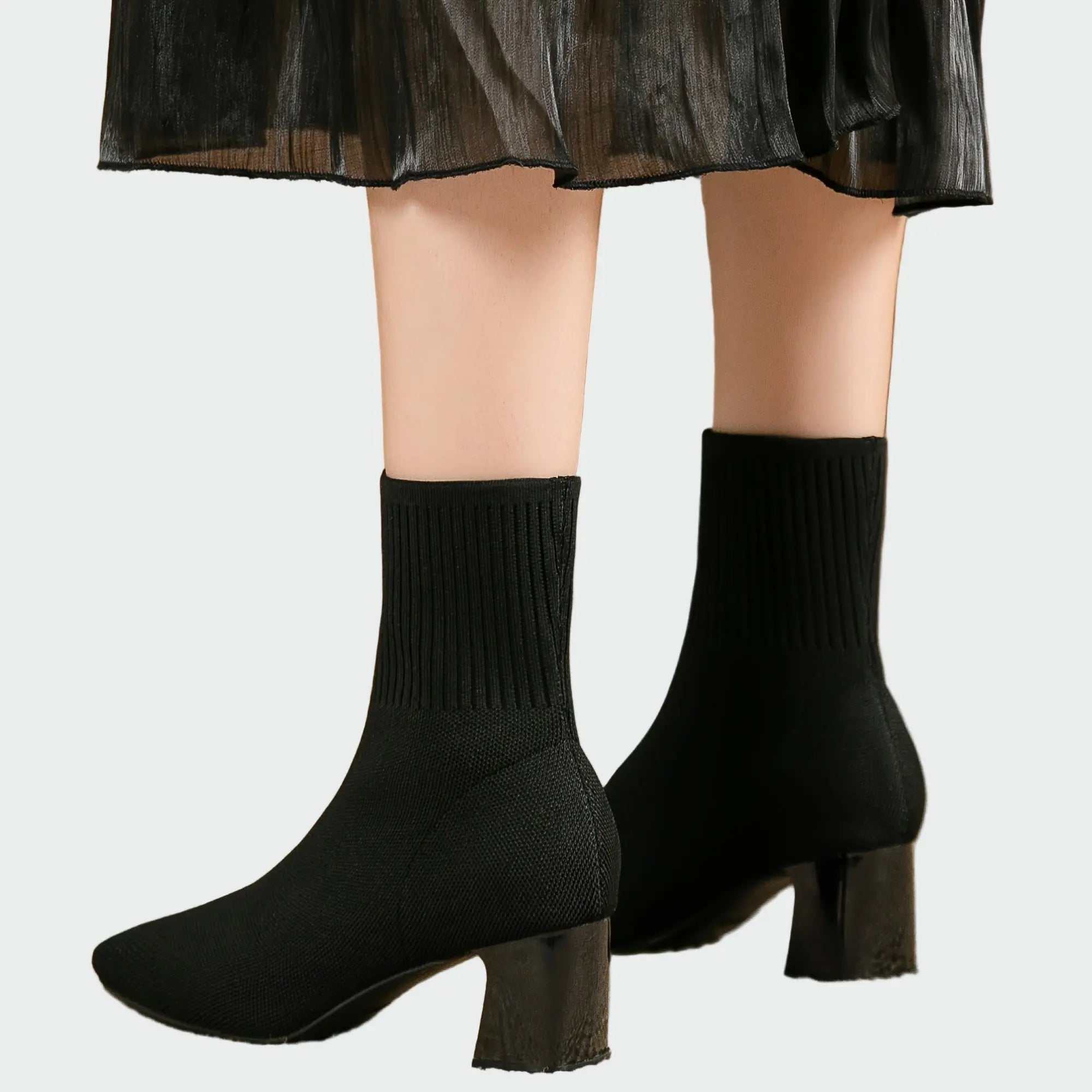 Pumps – Stretchstof met Blokhak