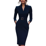 Robe "Antonia" – Col Montant & Ceinture