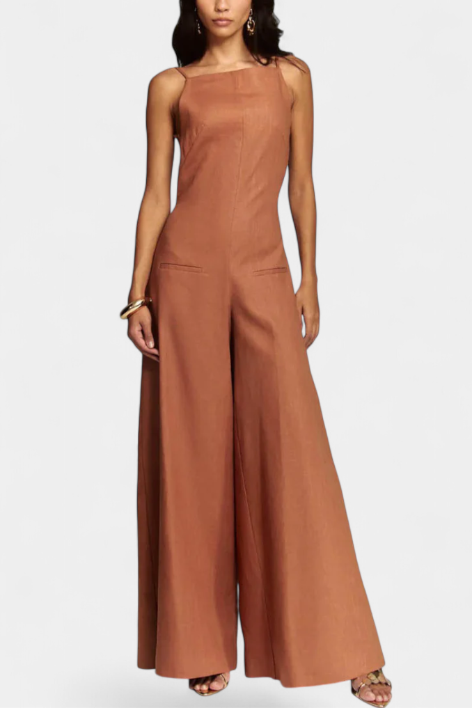 Halter-Jumpsuit "Marie" – Ramie met Wijde Pijpen