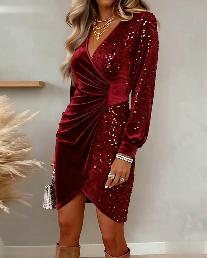 Robe Midi "Luise" – Velours & Paillettes