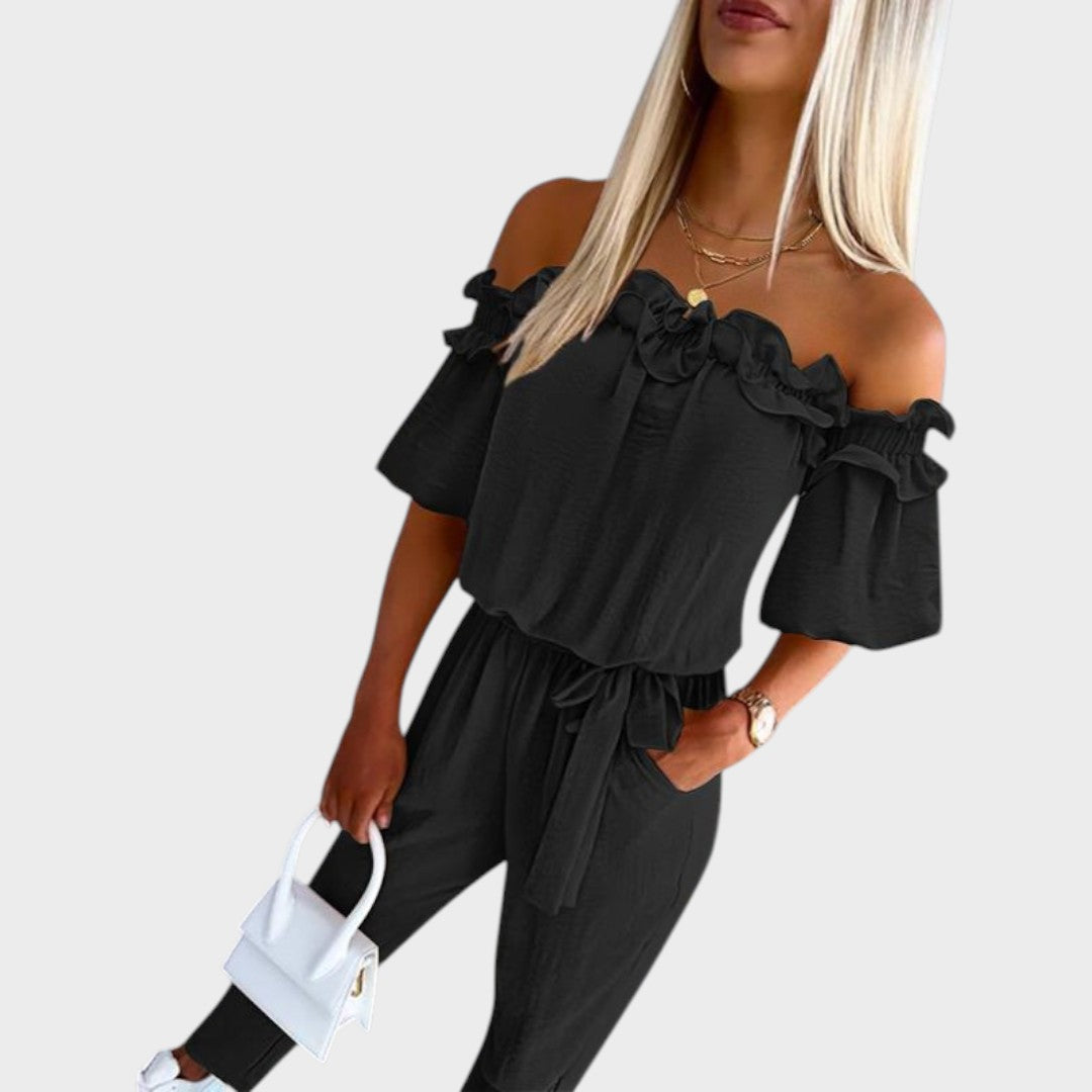 Jumpsuit "Sabine" – Off-Shoulder met Ruches
