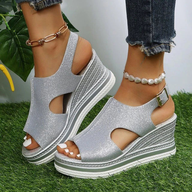 Sleehaksandalen "Lotta" – Metallic Glans