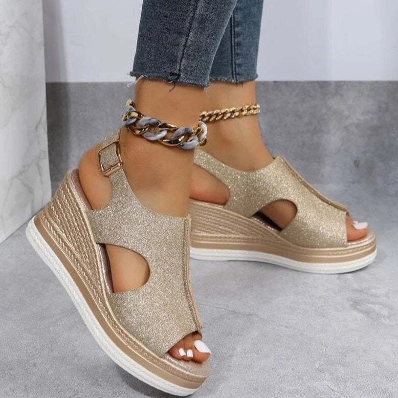 Sleehaksandalen "Lotta" – Metallic Glans