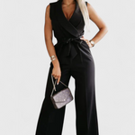 Jumpsuit "Verena" – Mouwloos met Strik & Plooien